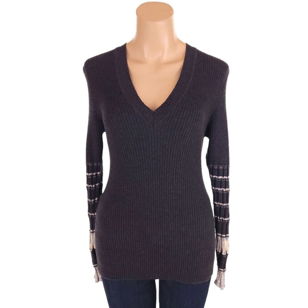 M by Missoni Ribbed Knit Long Sleeve Sweater 46 US 10 Womens Gray Multi $950